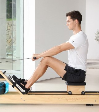 MERACH Wioślarz wodny drewniany MERACH MR-902/YS, bluetooth&app, naturalny kolor drewna (WYPRZEDAŻ)