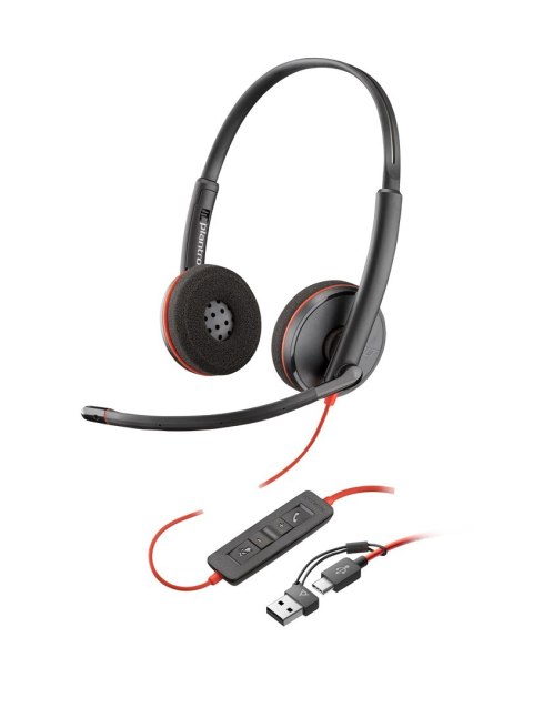 POLY Słuchawki Poly Blackwire 3220 Stereo Wired Headset, USB-C, USB-C/A Adapter (Bulk), Black POLY Słuchawki Poly Blackwire 3220 Stereo Wired Headset, USB-C, USB-C/A Adapter (Bulk), Black