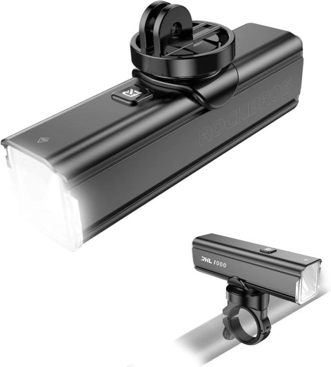 Rockbros Lampka rowerowa przednia Rockbros 24610002001 1000 lm + kabel USB-C - USB-A - czarna