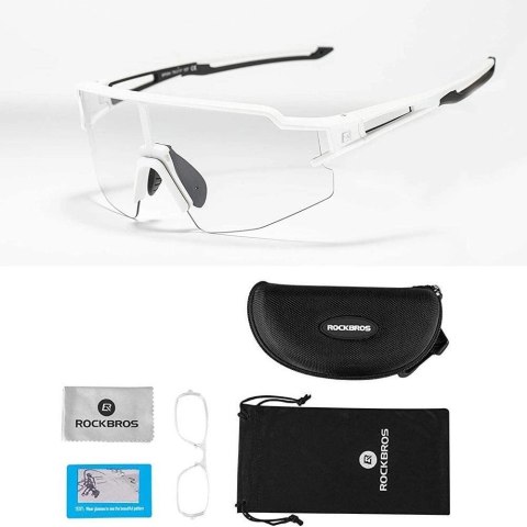 Rockbros Okulary rowerowe Rockbros 10172 fotochromowe UV400 - białe Rockbros Okulary rowerowe Rockbros 10172 fotochromowe UV400 - białe