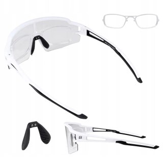 Rockbros Okulary rowerowe Rockbros fotochromowe z ochroną UV i wkładką korekcyjną  - białe