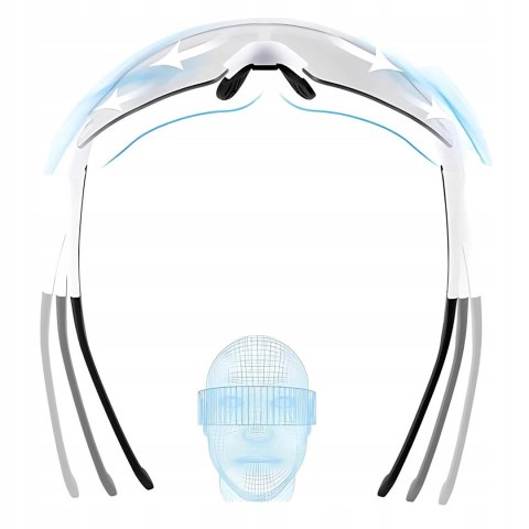 Rockbros Okulary rowerowe Rockbros fotochromowe z ochroną UV i wkładką korekcyjną - białe Rockbros Okulary rowerowe Rockbros fotochromowe z ochroną UV i wkładką korekcyjną - białe
