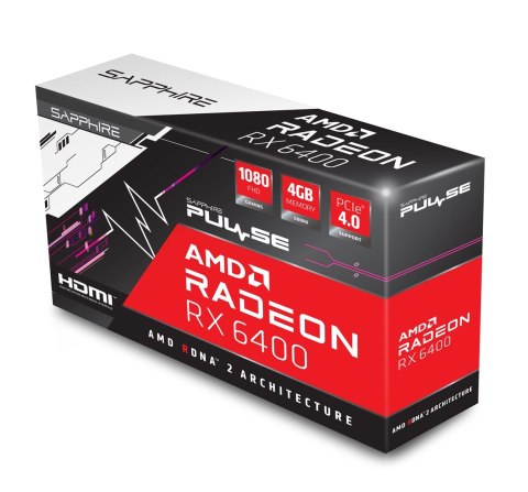 Sapphire Karta graficzna SAPPHIRE Radeon RX 6400 PULSE Gaming 4GB GDDR6 (WYPRZEDAŻ) Sapphire Karta graficzna SAPPHIRE Radeon RX 6400 PULSE Gaming 4GB GDDR6 (WYPRZEDAŻ)