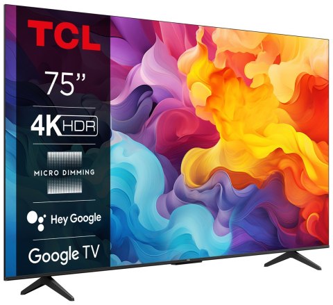 TCL Telewizor TCL 75P655 LED 75" 4K Ultra HD Google TV Dolby Audio DVB-T2 Czarny