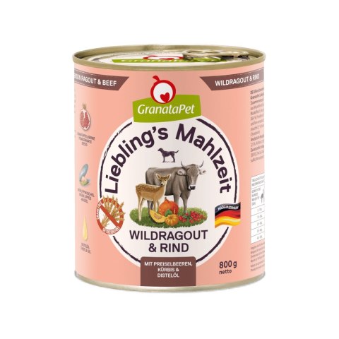 Fox4Pets GranataPet Liebling´s Mahlzeit dziczyzna i wołowina mokra karma dla psa 800g
