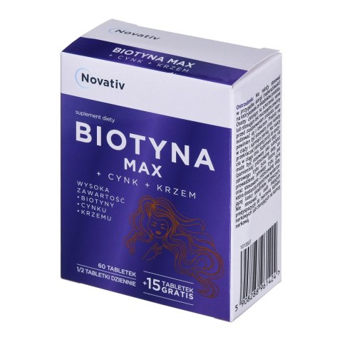 MEDICINAE Novativ Biotyna MAX+Cynk+Krzem 60 tabletek + 15 tabletek gratis MEDICINAE Novativ Biotyna MAX+Cynk+Krzem 60 tabletek + 15 tabletek gratis
