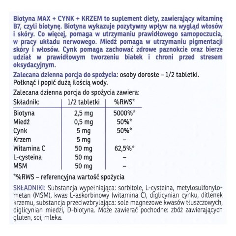 MEDICINAE Novativ Biotyna MAX+Cynk+Krzem 60 tabletek + 15 tabletek gratis MEDICINAE Novativ Biotyna MAX+Cynk+Krzem 60 tabletek + 15 tabletek gratis