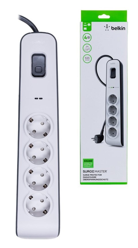 Belkin BELKIN LISTWA ZASILAJACA 525J, 4X SCHUKO, 2M, BIAŁA