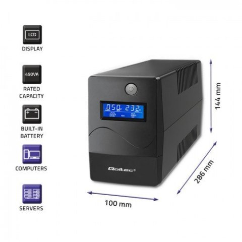 Qoltec QOLTEC ZASILACZ AWARYJNY UPS 450VA | 240W | LCD | USB | RJ45 Qoltec QOLTEC ZASILACZ AWARYJNY UPS 450VA | 240W | LCD | USB | RJ45