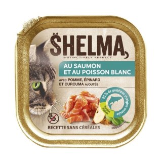 SHELMA SHELMA Alucup - pełnoporcjowa bezzbożowa karma dla dorosłych kotów. Z łososiem i białą rybą 100g