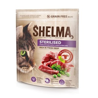 SHELMA SHELMA karma sucha - pełnoporcjowa karma dla dorosłych kotów sterylizowanych. Bogata w wołowinę 750 g