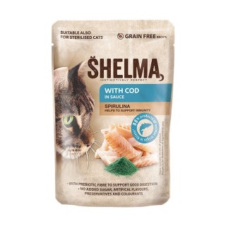 SHELMA SHELMA saszetka z dorszem i spiruliną dla kota 85g