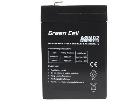 Green Cell GREEN CELL AKUMULATOR ŻELOWY AGM02 6V 4,5AH Green Cell GREEN CELL AKUMULATOR ŻELOWY AGM02 6V 4,5AH