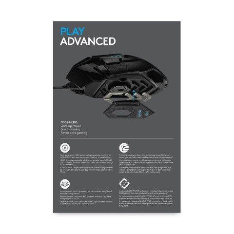 Logitech Mysz Logitech G502 Gaming HERO EU 910-005471 (optyczna; 16000 DPI; kolor czarny)