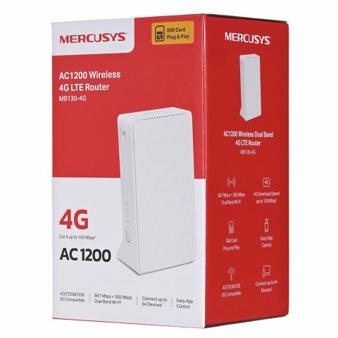 MERCUSYS Router Mercusys MB130-4G LTE AC1200 MERCUSYS Router Mercusys MB130-4G LTE AC1200