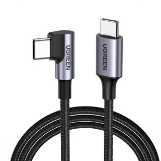 UGREEN Ugreen kabel USB-C (prosty) / USB-C (kątowy) PD QC 60W 3A 0.5m US255 (szary)