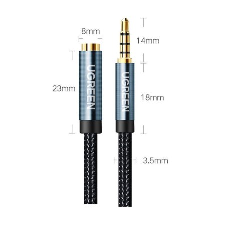 UGREEN Ugreen kabel adapter przedłużacz AUX mini jack 3,5 mm 2m (niebieski) UGREEN Ugreen kabel adapter przedłużacz AUX mini jack 3,5 mm 2m (niebieski)