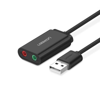 UGREEN Ugreen zewnętrzna karta dźwiękowa adapter USB -3,5 mm mini jack 15cm (czarny)