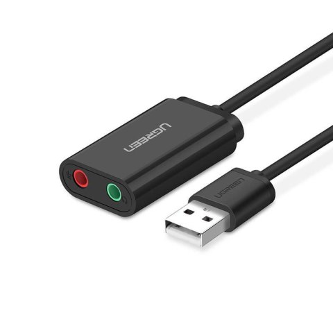 UGREEN Ugreen zewnętrzna karta dźwiękowa adapter USB -3,5 mm mini jack 15cm (czarny)