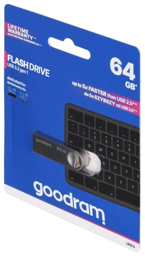 GoodRam GOODRAM FLASHDRIVE 64GB UNO3 SILVER USB 3.2 Gen 1