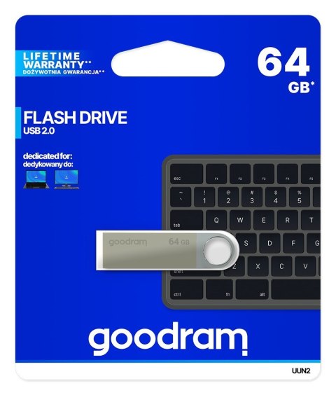 GoodRam Pendrive GoodRam UUN2 UUN2-0640S0R11 (64GB; USB 2.0; kolor srebrny)