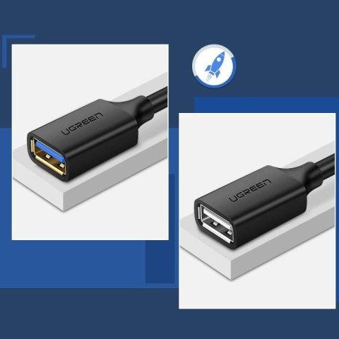 UGREEN Ugreen kabel przedłużacz przejściówka USB 3.0 (żeński)-USB 3.0 (męski) 1m (czarny)