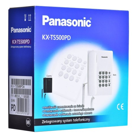 Panasonic Telefon przewodowy Panasonic KX-TS 500PDW Biały Panasonic Telefon przewodowy Panasonic KX-TS 500PDW Biały
