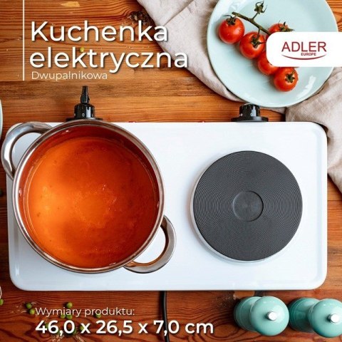 Adler Kuchenka elektryczna dwupalnikowa ADLER AD 6520 Adler Kuchenka elektryczna dwupalnikowa ADLER AD 6520