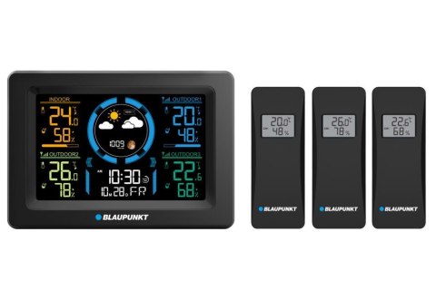 Blaupunkt BLAUPUNKT Stacja pogodowa z 3 czujnikami z LCD WS40BK Blaupunkt BLAUPUNKT Stacja pogodowa z 3 czujnikami z LCD WS40BK
