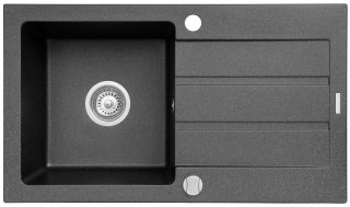 Maidsinks Zlewozmywak granitowy jednokomorowy z ociekaczem Maidsinks 76x44 1B 1D czarny (Pyragranit; kolor czarny nakrapiany)