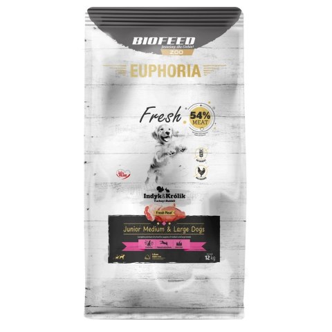 BIOFEED BIOFEED Euphoria Fresh Meat Junior Medium & Large Indyk i Królik 12kg BIOFEED BIOFEED Euphoria Fresh Meat Junior Medium & Large Indyk i Królik 12kg