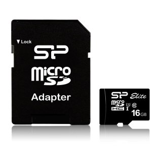 Silicon Power Karta pamięci Silicon Power microSDHC Elite 16GB CL10 UHS-1 (U1) + ADAPTER microSD-SD (SP016GBSTHBU1V10SP)