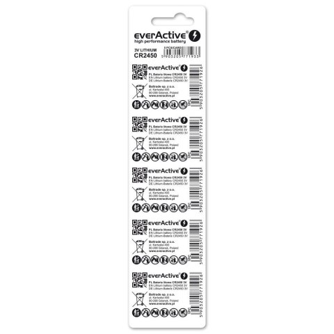 EverActive EVERACTIVE BATERIA LITOWA CR2450 BLISTER 5 SZT. CR24505BL EverActive EVERACTIVE BATERIA LITOWA CR2450 BLISTER 5 SZT. CR24505BL
