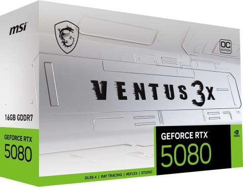 MSI Karta graficzna MSI GeForce RTX 5080 16GB VENTUS 3X OC WHITE GDDR7 MSI Karta graficzna MSI GeForce RTX 5080 16GB VENTUS 3X OC WHITE GDDR7