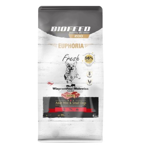 BIOFEED BIOFEED Euphoria Fresh Meat Adult Mini & Small Wieprzowina i Wołowina 8kg