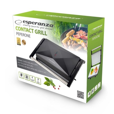 Esperanza ESPERANZA ESPERANZA GRILL KONTAKTOWY PEPERONE 850W CZARNY EKG013 Esperanza ESPERANZA ESPERANZA GRILL KONTAKTOWY PEPERONE 850W CZARNY EKG013