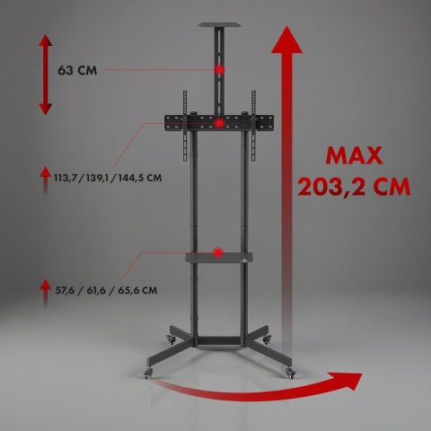 Maclean MACLEAN STAND / WÓZEK DO TV, PÓŁKA NA KAMERĘ, NA KÓŁKACH, 37-70", MAX. OBCIĄŻENIE 45KG/5KG PÓŁKA, MAX. VESA 600X400 MC-113 B Maclean MACLEAN STAND / WÓZEK DO TV, PÓŁKA NA KAMERĘ, NA KÓŁKACH, 37-70", MAX. OBCIĄŻENIE 45KG/5KG PÓŁKA, MAX. VESA 600X400 MC-113 B