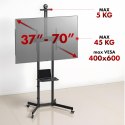 Maclean MACLEAN STAND / WÓZEK DO TV, PÓŁKA NA KAMERĘ, NA KÓŁKACH, 37-70", MAX. OBCIĄŻENIE 45KG/5KG PÓŁKA, MAX. VESA 600X400 MC-113 B