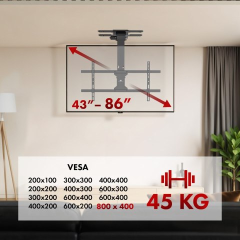 Maclean MACLEAN UCHWYT ELEKTRYCZNY DO TV, SUFITOWY, OBSŁUGA TUYA, MAX. VESA 800X400, DLA TV 43-86", MAX. 45KG MC-110 T Maclean MACLEAN UCHWYT ELEKTRYCZNY DO TV, SUFITOWY, OBSŁUGA TUYA, MAX. VESA 800X400, DLA TV 43-86", MAX. 45KG MC-110 T