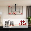 Maclean MACLEAN UCHWYT ELEKTRYCZNY DO TV, SUFITOWY, TUYA, MAX. VESA 800X400, REG. W POZ. +90°~-90°, DLA TV 43-86", MAX. 45KG MC-109 T