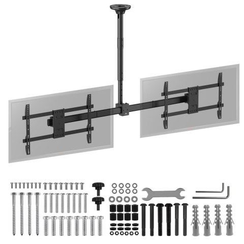 Maclean MACLEAN UCHWYT SUFITOWY DLA DWÓCH TV, MAX. OBCIĄŻENIE 2X40KG, 34-60", MAX VESA 600X400 MC-111 B