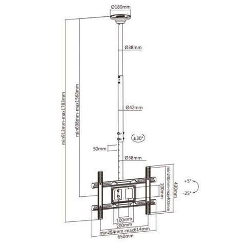 Maclean Uchwyt sufitowy do telewizora Maclean MC-803 (sufitowy; 23" - 100"; max. 50kg)