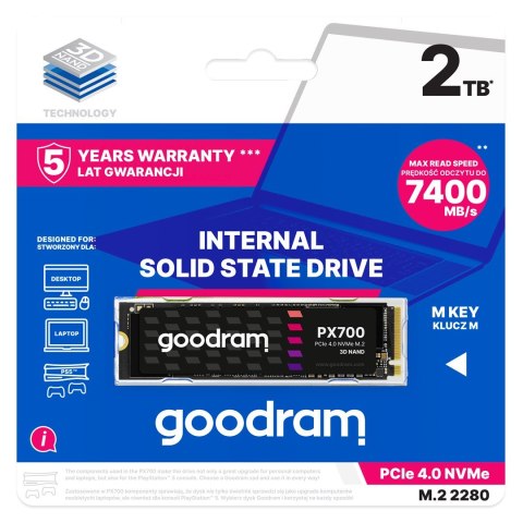 GoodRam SSD GOODRAM PX700 M.2 PCIe 4x4 2TB RETAIL GoodRam SSD GOODRAM PX700 M.2 PCIe 4x4 2TB RETAIL