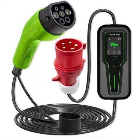 Qoltec Qoltec Mobilna ładowarka do samochodu elektrycznego EV z regulacją 2w1 Typ2 7kW CEE 32A/5 PIN 230V LCD Przenośna Wallbox 5m Qoltec Qoltec Mobilna ładowarka do samochodu elektrycznego EV z regulacją 2w1 Typ2 7kW CEE 32A/5 PIN 230V LCD Przenośna Wallbox 5m