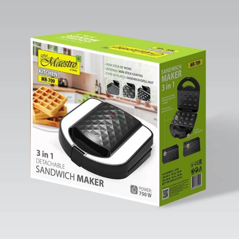 Maestro Opiekacz / sandwich 3w1 750W MR-709 MAESTRO Maestro Opiekacz / sandwich 3w1 750W MR-709 MAESTRO