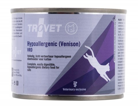 TROVET TROVET Hypoallergenic VRD z dziczyzną - mokra karma dla kota - 200g TROVET TROVET Hypoallergenic VRD z dziczyzną - mokra karma dla kota - 200g