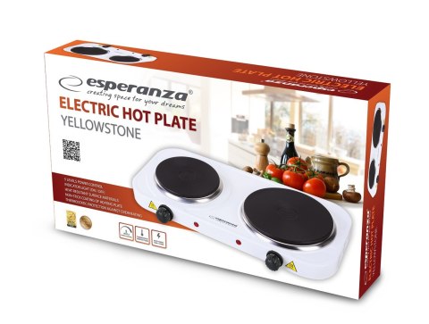Esperanza ESPERANZA KUCHENKA ELEKTRYCZNA YELLOWSTONE 1500W + 1000W EKH014W Esperanza ESPERANZA KUCHENKA ELEKTRYCZNA YELLOWSTONE 1500W + 1000W EKH014W