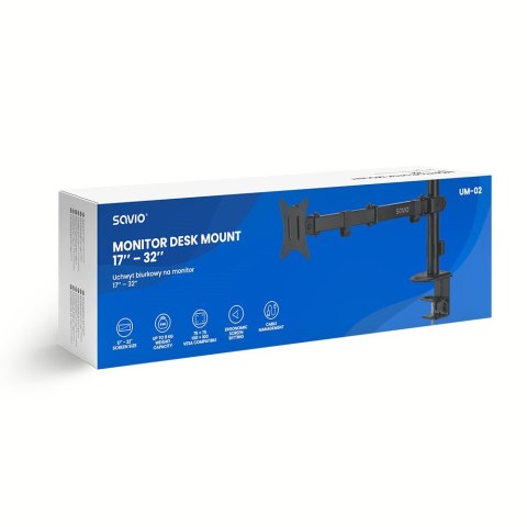 SAVIO SAVIO UCHWYT BIURKOWY NA MONITOR 17"-32" 2-9 KG UM-02 SAVIO SAVIO UCHWYT BIURKOWY NA MONITOR 17"-32" 2-9 KG UM-02