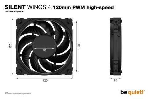 BE QUIET! WENTYLATOR BE QUIET! SILENT WINGS 4 120mm PWM High BE QUIET! WENTYLATOR BE QUIET! SILENT WINGS 4 120mm PWM High