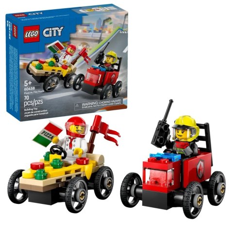 Lego LEGO CITY 60458 Zestaw wyścigówek: pizza kontra wóz strażacki Lego LEGO CITY 60458 Zestaw wyścigówek: pizza kontra wóz strażacki